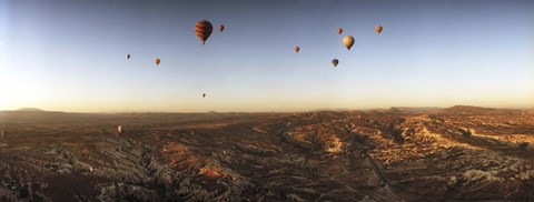Framed Hot air balloons in the sky over Cappadocia, Central Anatolia Region, Turkey Print