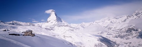 Framed Hotel on a polar landscape, Matterhorn, Zermatt, Switzerland Print