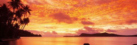 Framed Sunset, Huahine Island, Tahiti Print
