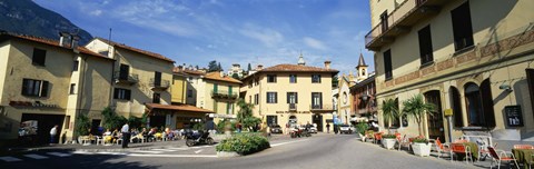 Framed Tourists Sitting At An Outdoor Cafe, Menaggio, Italy Print