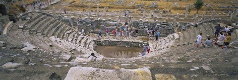 Framed High Angle View Of Tourists In An Ancient Building, Ephesus, Turkey Print
