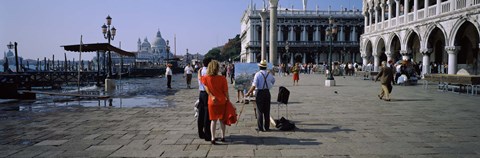 Framed Tourists at a town square, St. Mark&#39;s Square, Venice, Veneto, Italy Print