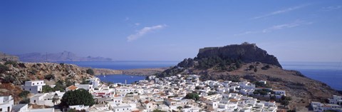 Framed Houses on an island, Lindos, Rhode Island, Dodecanese, Greece Print