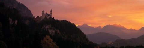 Framed Neuschwanstein Palace at dusk, Bavaria Germany Print