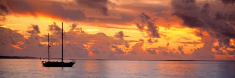 Framed Boat at sunset Print