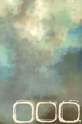 Framed Retro in Aqua and Khaki II Print