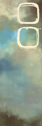 Framed Retro in Aqua and Khaki III Print