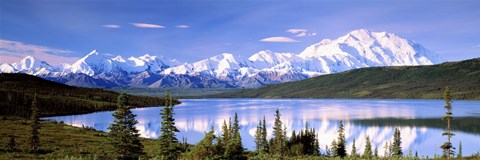 Framed Snow Covered Mountains, Wonder Lake, Denali National Park, Alaska Print