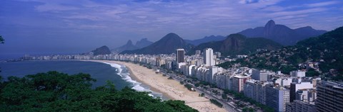 Framed Aerial view of Copacabana Beach, Rio De Janeiro, Brazil Print