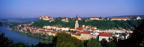 Framed Skyline Salzach River Burghausen Bavaria Germany Print