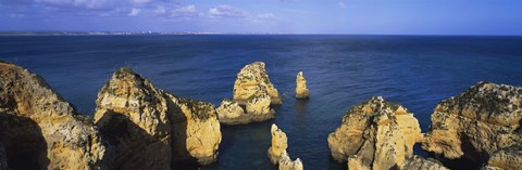 Framed Algarve rocky coast, Lagos, Portugal Print