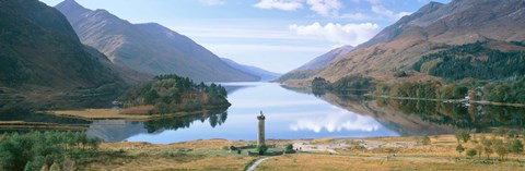 Framed Scotland, Highlands, Loch Shiel Glenfinnan Monument, Reflection of cloud in the lake Print