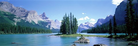 Framed Maligne Lake Near Jasper, Alberta, Canada Print