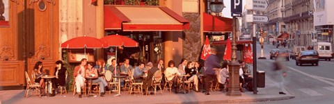 Framed Tourists at a sidewalk cafe, Paris, France Print