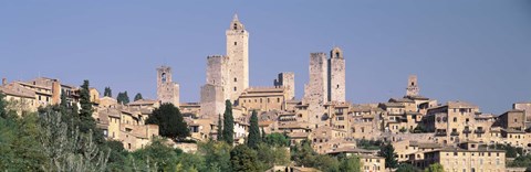 Framed Italy, Tuscany, Towers of San Gimignano, Medieval town Print