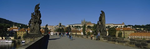 Framed People walking on a bridge, Charles Bridge, Prague, Czech Republic Print