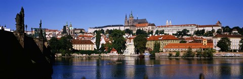Framed Lake in front of a city, Charles Bridge, Prague, Czech Republic Print