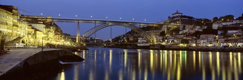 Framed Night, Luis I Bridge, Porto, Portugal Print