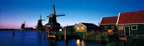 Framed Windmills Zaanstreek Netherlands Print