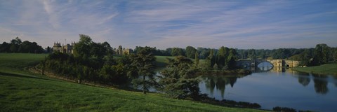 Framed Reflection of trees and a bridge in water, Blenheim Palace, Woodstock, Oxfordshire, England Print