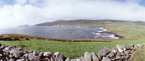 Framed UK, Ireland, Kerry County, Rocks on Greenfields Print
