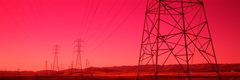 Framed Power Lines In The Valley, Central Valley, California, USA Print