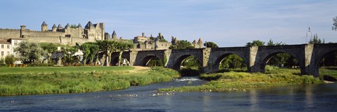 Framed Aude River, Carcassonne, Languedoc, France Print