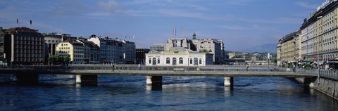 Framed Bridge over a river, Geneva, Switzerland Print