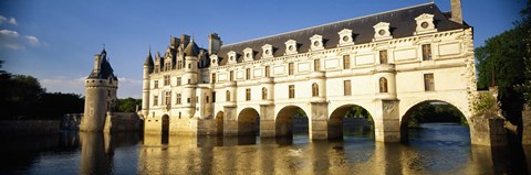 Framed Reflection of a castle in water, Chateau De Chenonceaux, Chenonceaux, Loire Valley, France Print