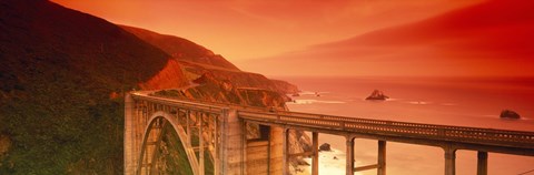 Framed High angle view of an arch bridge, Bixby Bridge, Big Sur, California, USA Print