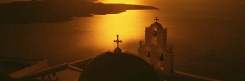 Framed Greece, Santorini, Fira, Church of Anastasis, High angle view of a Church Print