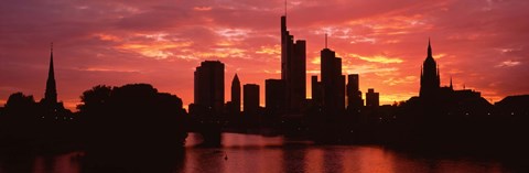 Framed Cityscape, Rhine River, Frankfurt, Germany Print