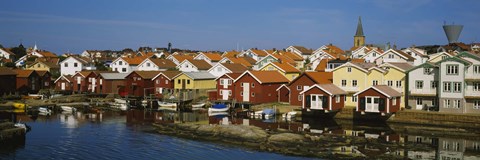 Framed High Angle View Of A Town, Smogen, Bohuslan, Sweden Print