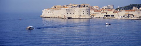 Framed Two boats in the sea, Dubrovnik, Croatia Print