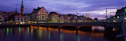 Framed River Limmat Zurich Switzerland Print