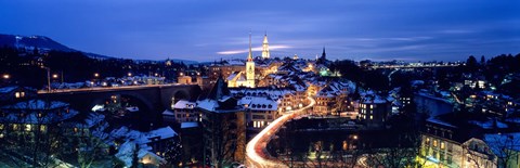 Framed Night Bern Switzerland Print