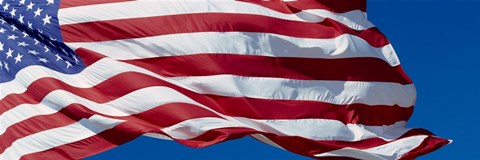Framed Close-up of an American flag fluttering, USA Print