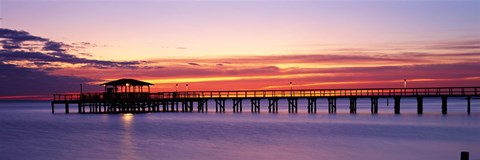 Framed Sunset Mobile Pier AL USA Print