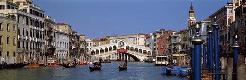 Framed Bridge across a canal, Rialto Bridge, Grand Canal, Venice, Veneto, Italy Print