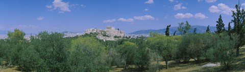Framed Ruined buildings on a hilltop, Acropolis, Athens, Greece Print