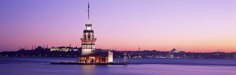 Framed Sunset Lighthouse Istanbul Turkey Print