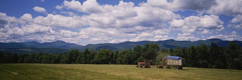 Framed Tractor on a field, Waterbury, Vermont, USA Print