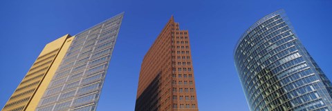 Framed Low Angle View Of Skyscrapers, Potsdam Square, Berlin, Germany Print