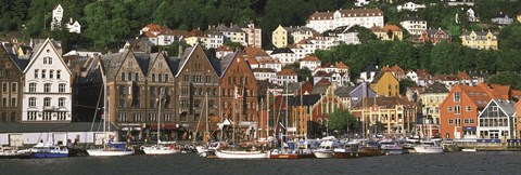 Framed Boats on the Water, Bergen, Norway Print