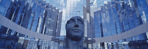 Framed Low Angle View Of A Statue In Front Of Building, La Defense, Paris, France Print