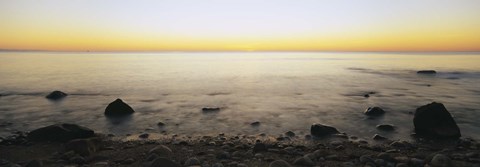 Framed Rocks on the beach, Block Island, Rhode Island, USA Print