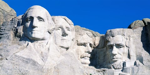 Framed Mount Rushmore in White Print