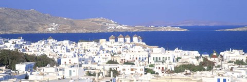 Framed Aerial View of Mykonos, Greece Print