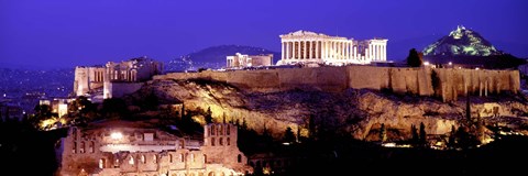 Framed Acropolis at Night Print