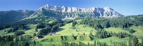 Framed Switzerland, Emmental, High angle view of a farmland Print